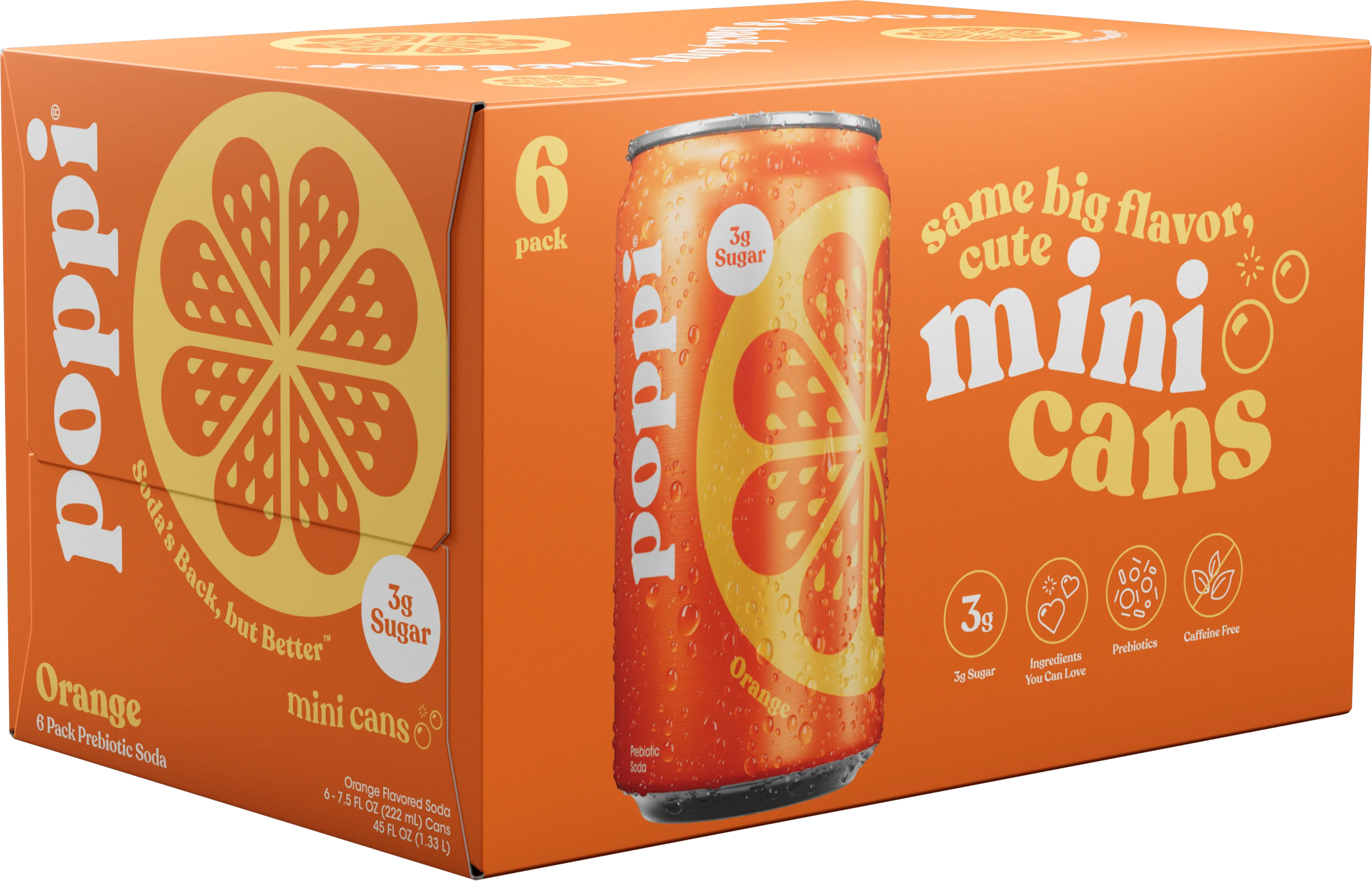 Poppi Prebiotic Soda, Orange, 7.5oz Mini Cans - Multi-Pack