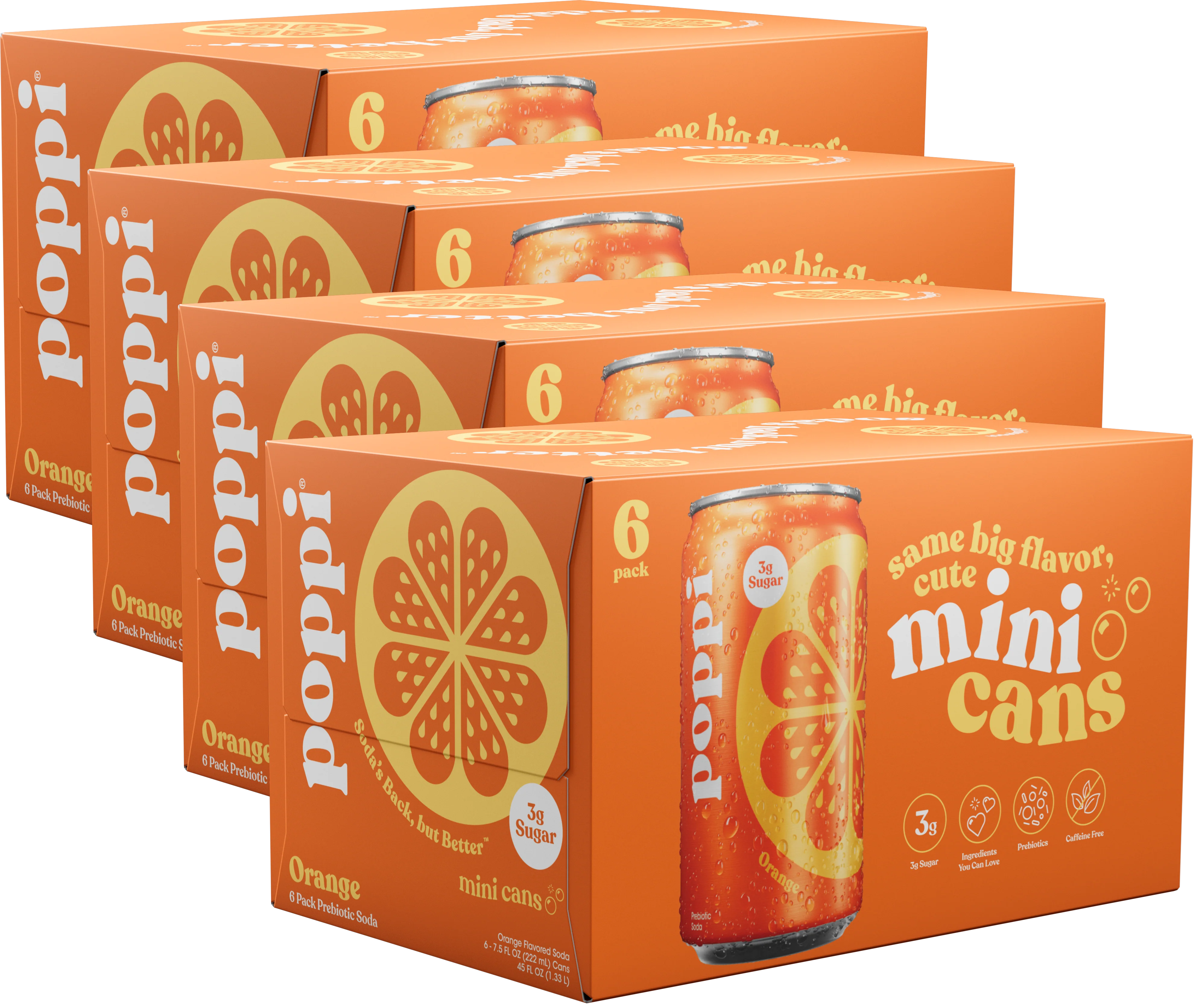 Poppi Prebiotic Soda, Orange, 7.5oz Mini Cans - Multi-Pack - Image 3
