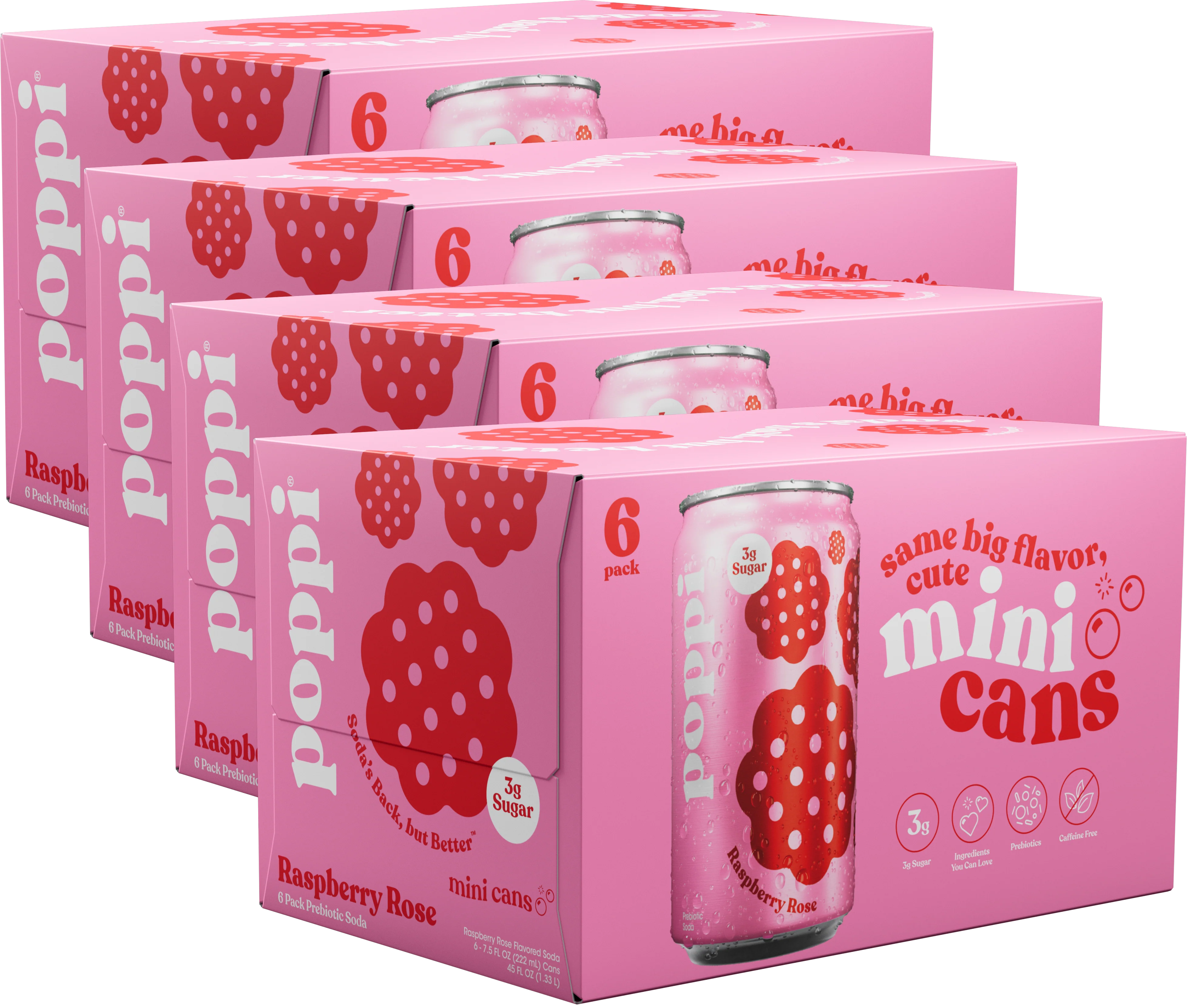 Poppi Prebiotic Soda, Raspberry Rose, 7.5oz Mini Cans - Multi-Pack - Image 3
