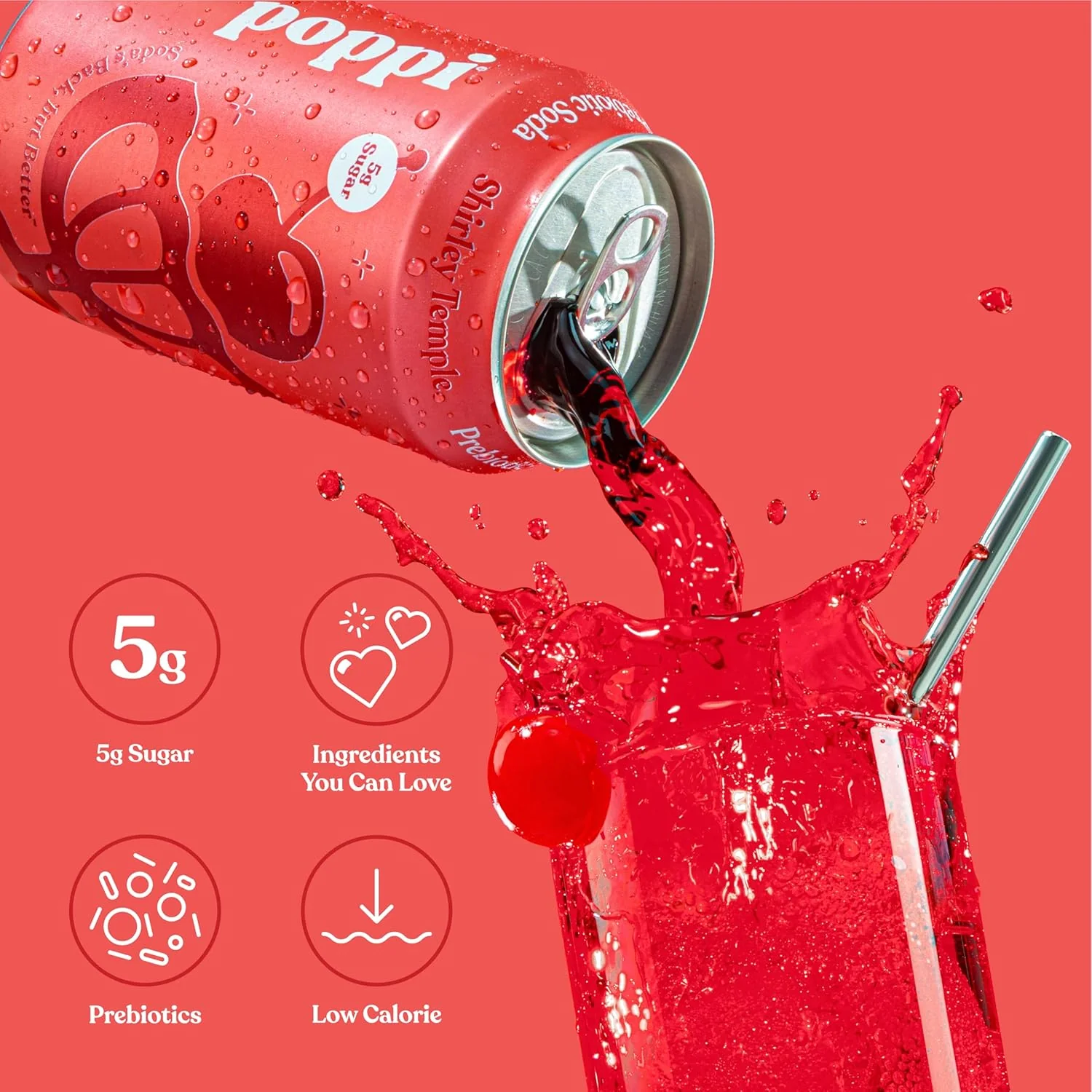 Poppi Prebiotic Soda, Shirley Temple, 12oz (Pack of 12) - Image 4