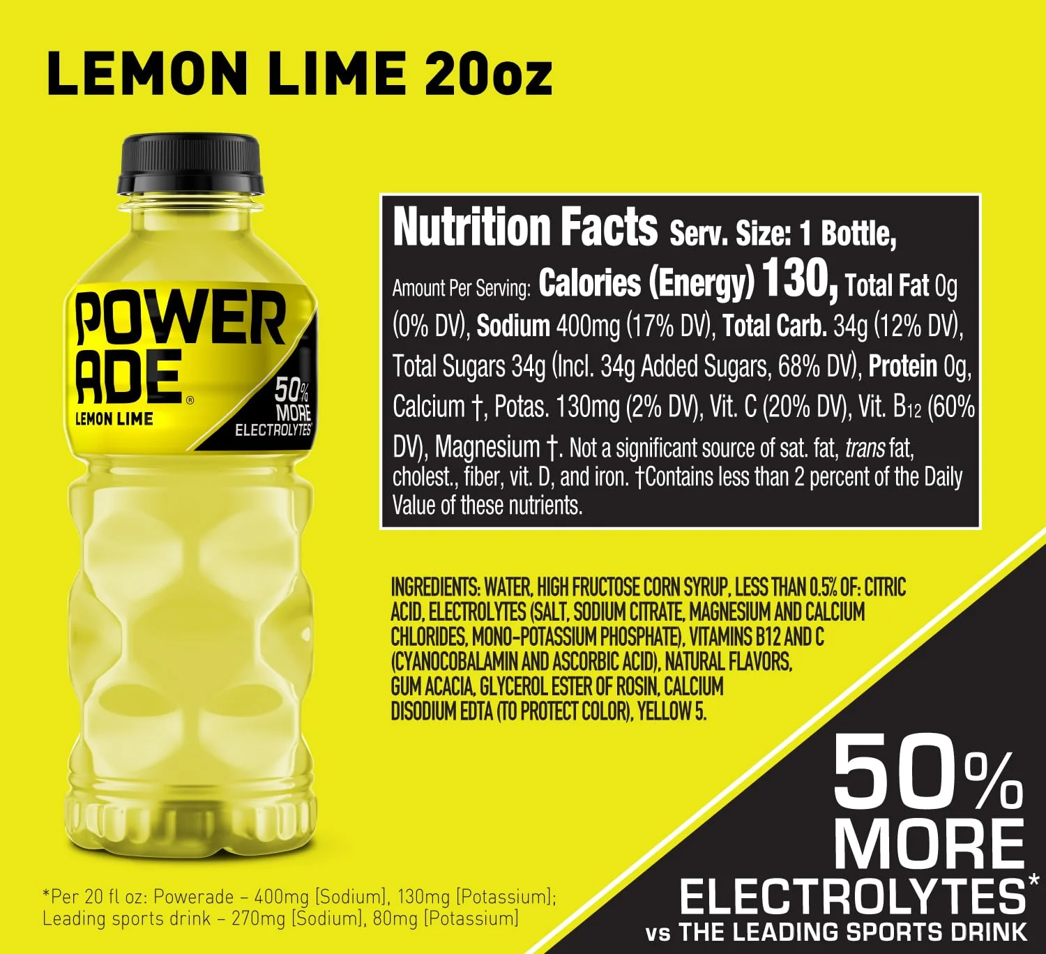 POWERADE Electrolyte Enhanced Sports Drink, Lemon Lime, 20 fl oz (Pack of 24) - Image 2