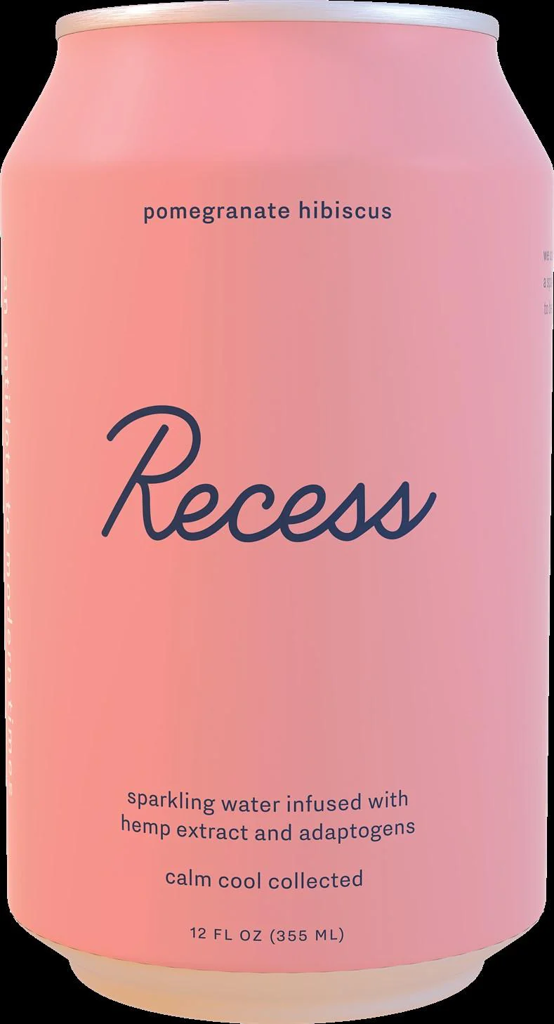Recess Sparkling Drink, Pomegranate Hibscus, 12oz (Pack of 12)
