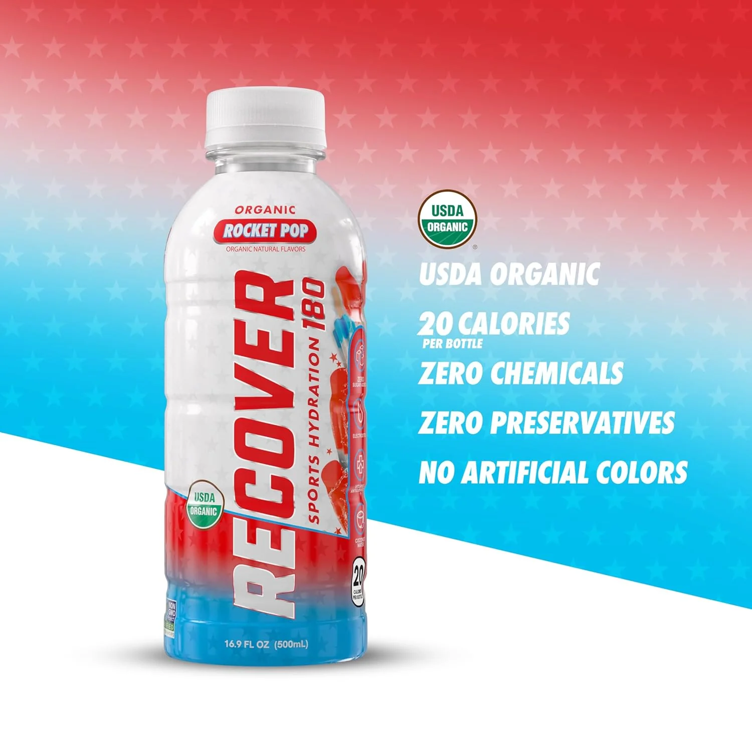 RECOVER 180 Organic Hydration Sports Drink, Rocket Pop, 16.9oz (Pack of 12) - Image 3