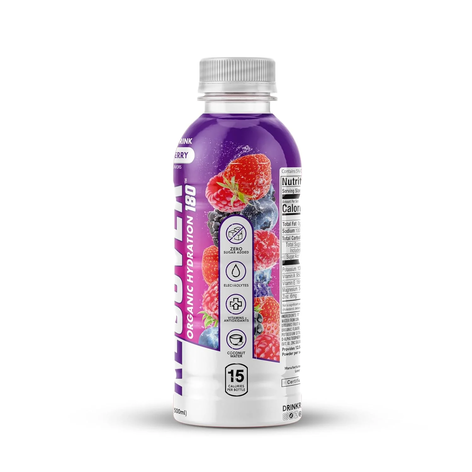 RECOVER 180 Organic Hydration Sports Drink, Super Berry, 16.9oz (Pack of 12) - Image 3