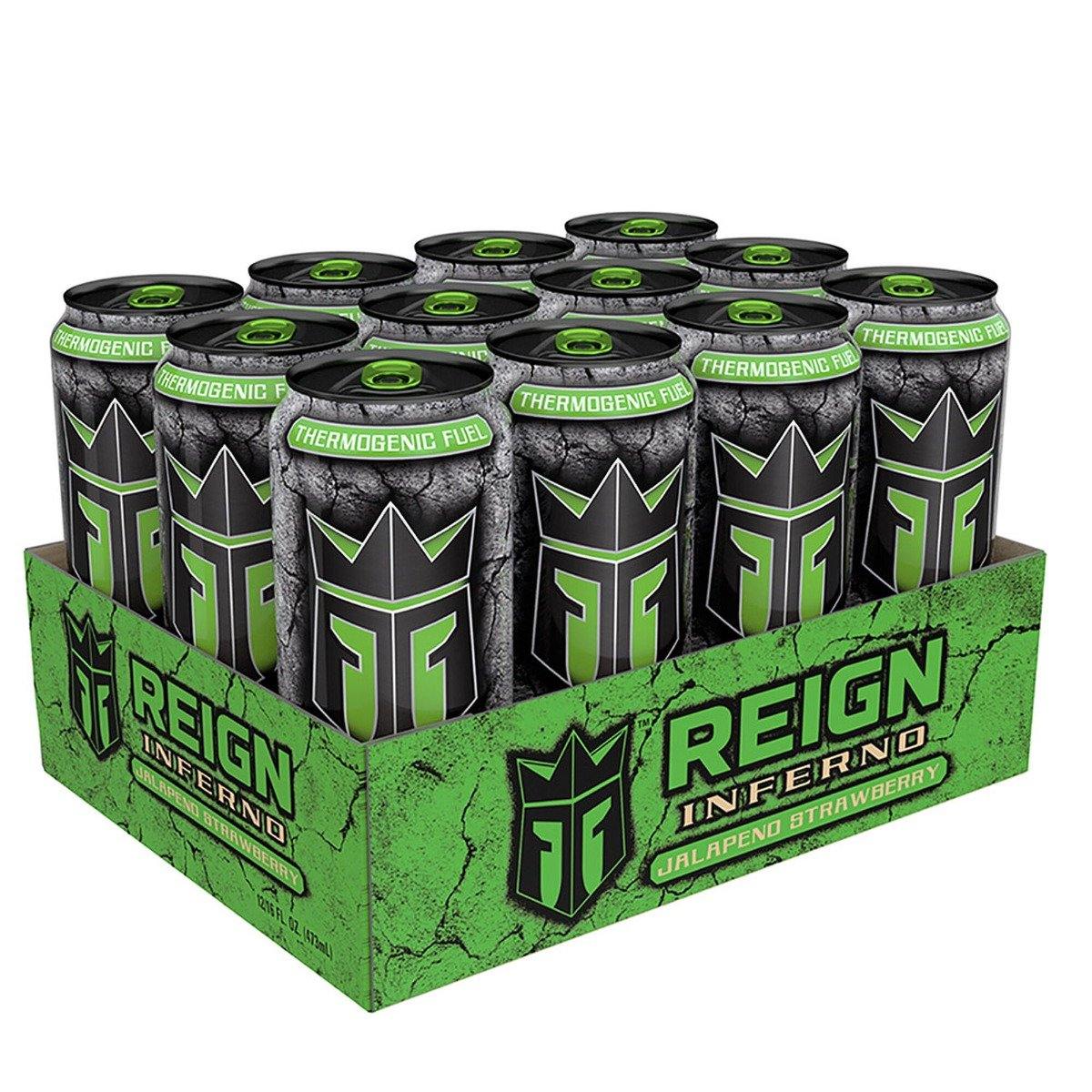 Reign Inferno Thermogenic Fuel Energy Drink, Jalapeno Strawberry, 16 oz (Pack of 12)