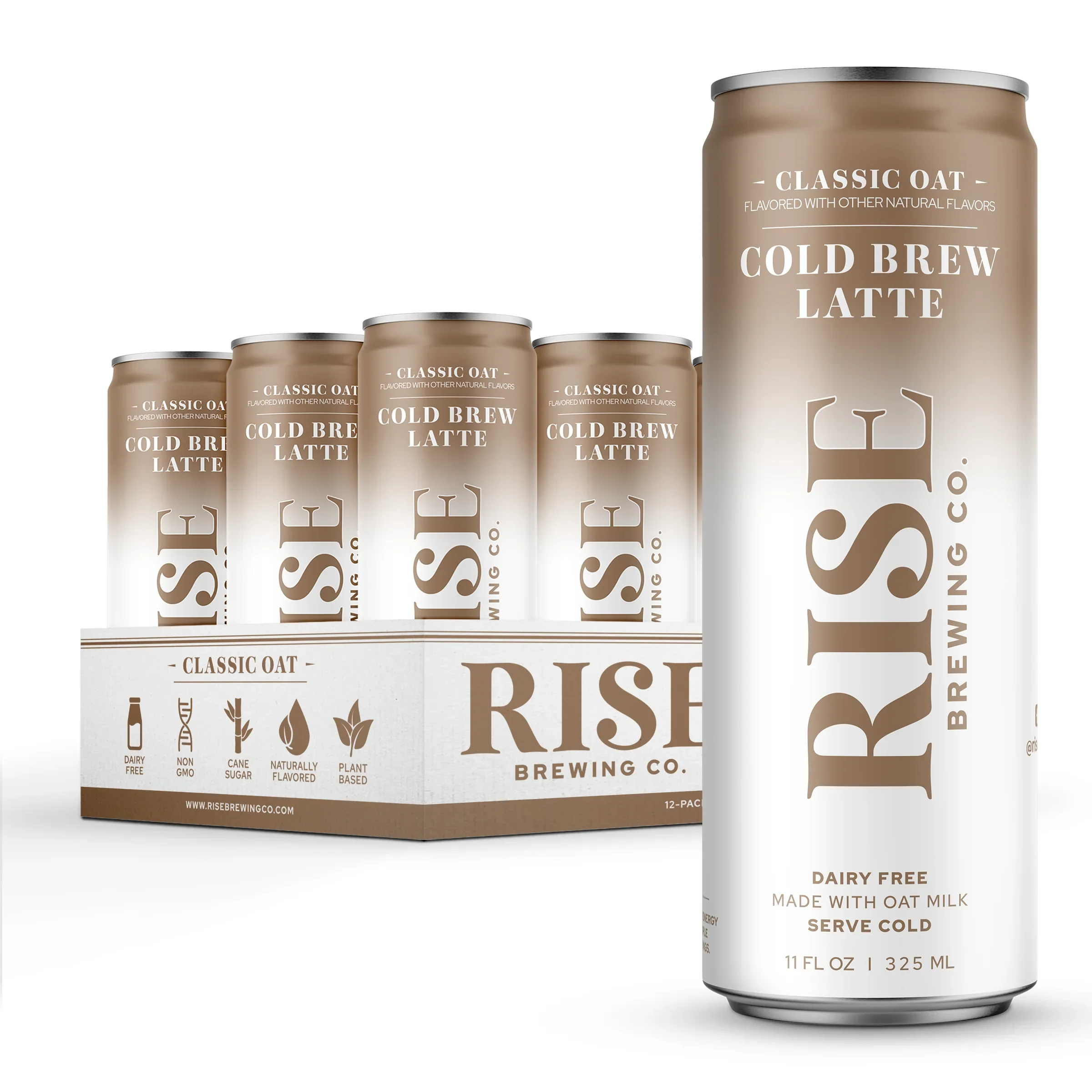 RISE Brewing Co. Cold Brew Latte, Classic Oat, 11oz (Pack of 12)