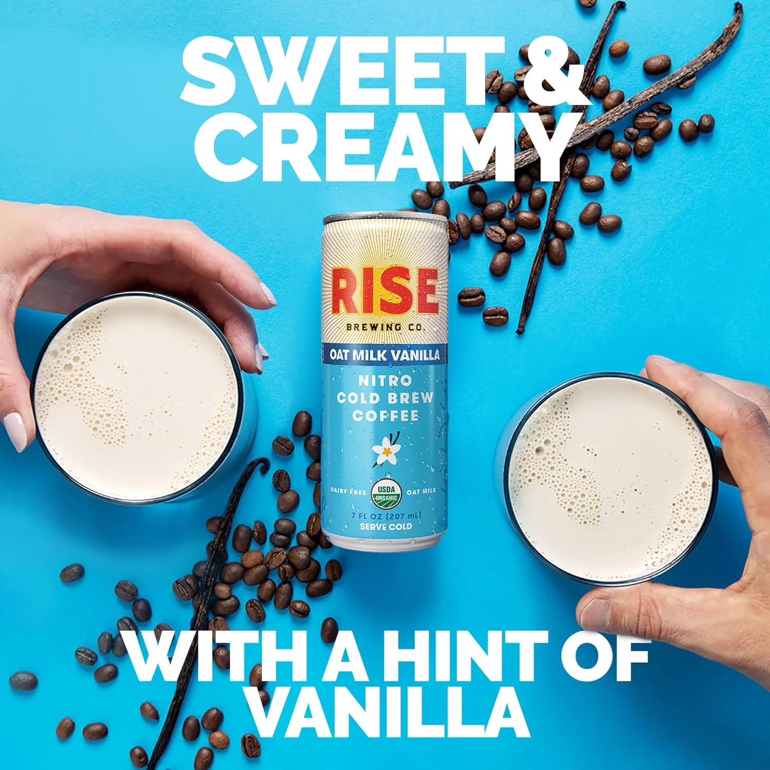 RISE Brewing Co. Nitro Cold Brew Coffee, Oat Milk Vanilla, 7 fl. oz. Cans (Pack of 12) - Image 3