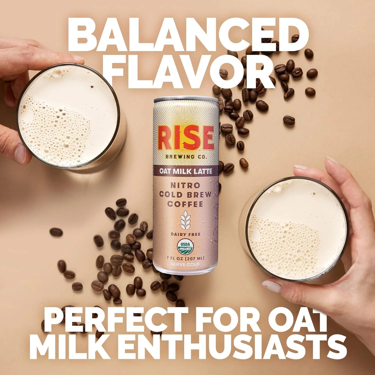 RISE Brewing Co. Nitro Cold Brew Coffee, Oat Milk Latte, 7 fl. oz. Cans (Pack of 12) - Image 5