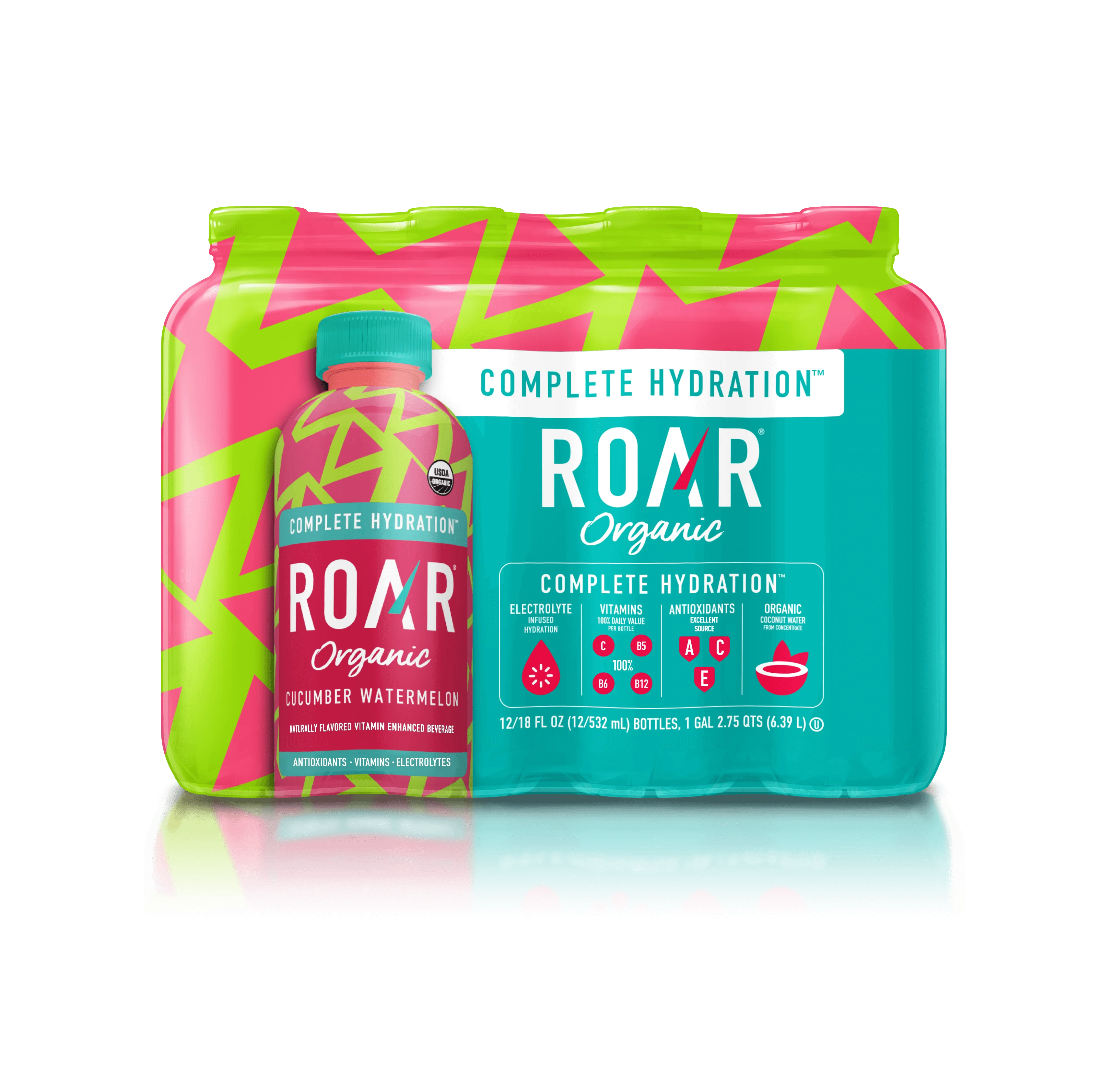 ROAR Complete Hydration Organic Drink, Cucumber Watermelon, 18 oz (Pack of 12) - Image 6