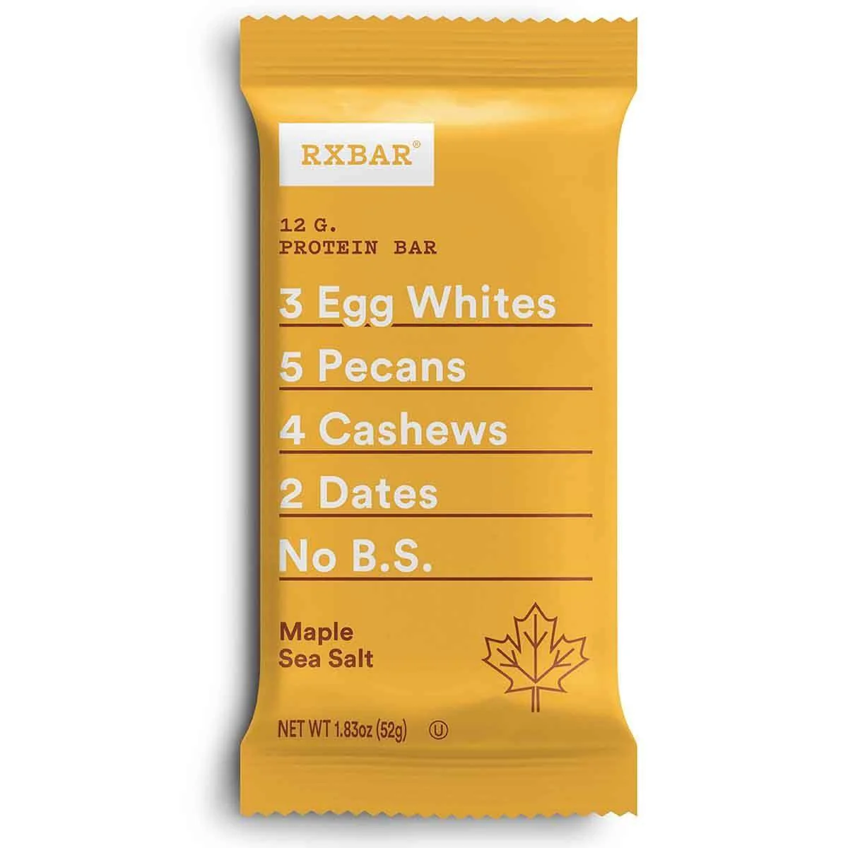 RXBAR 12g Protein Bar, Maple Sea Salt, 1.83oz (Pack of 12)