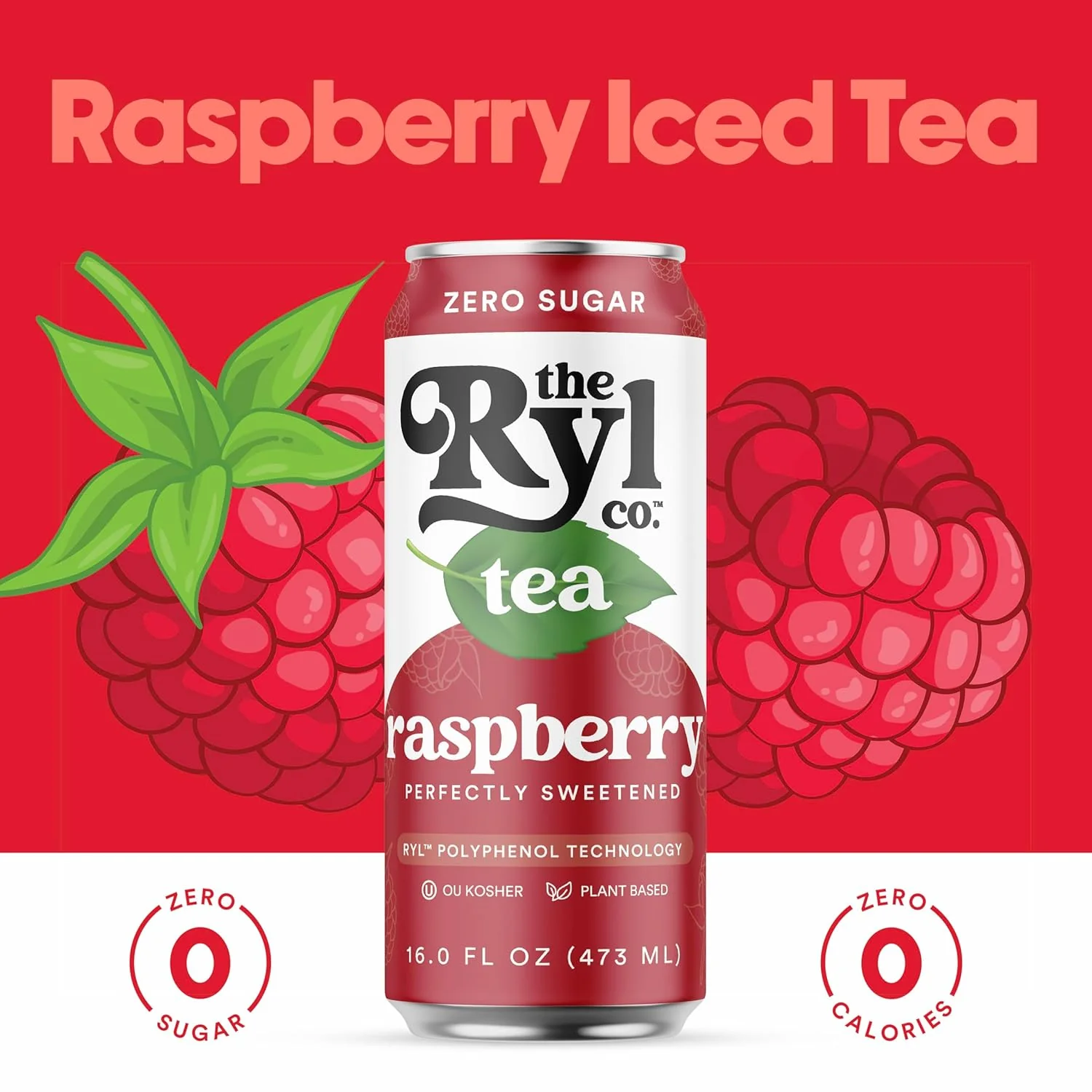 RYL Iced Tea, Raspberry, 16oz (Pack of 12) - Image 6