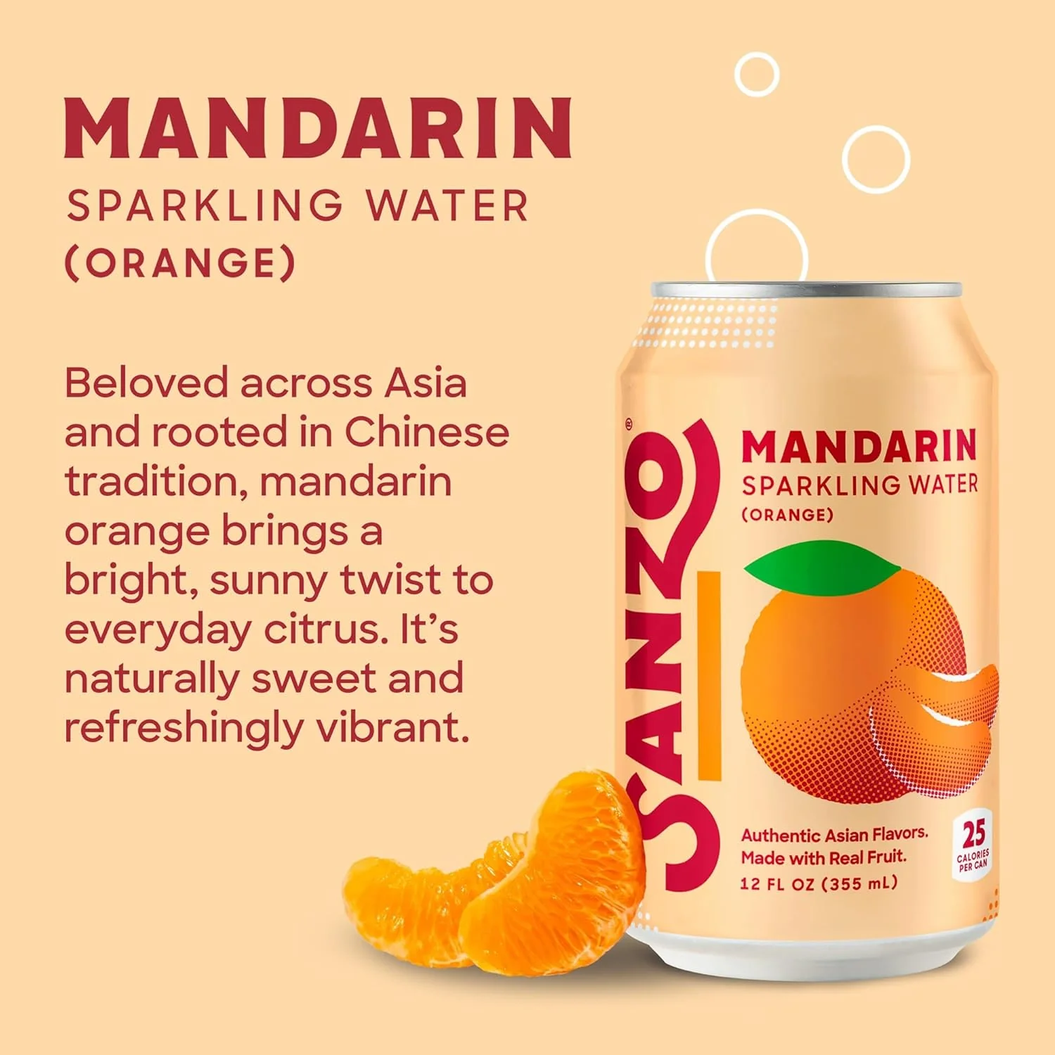 Sanzo Flavored Sparkling Water, Mandarin (Orange), 12oz (Pack of 12) - Image 3