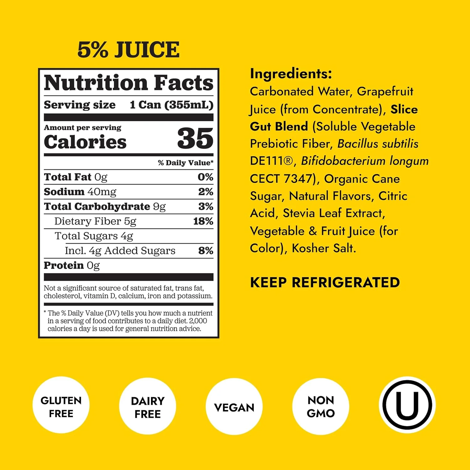 Slice Prebiotic & Probiotic Soda Pop, Grapefruit Spritz, 12oz (Pack of 12) - Image 2
