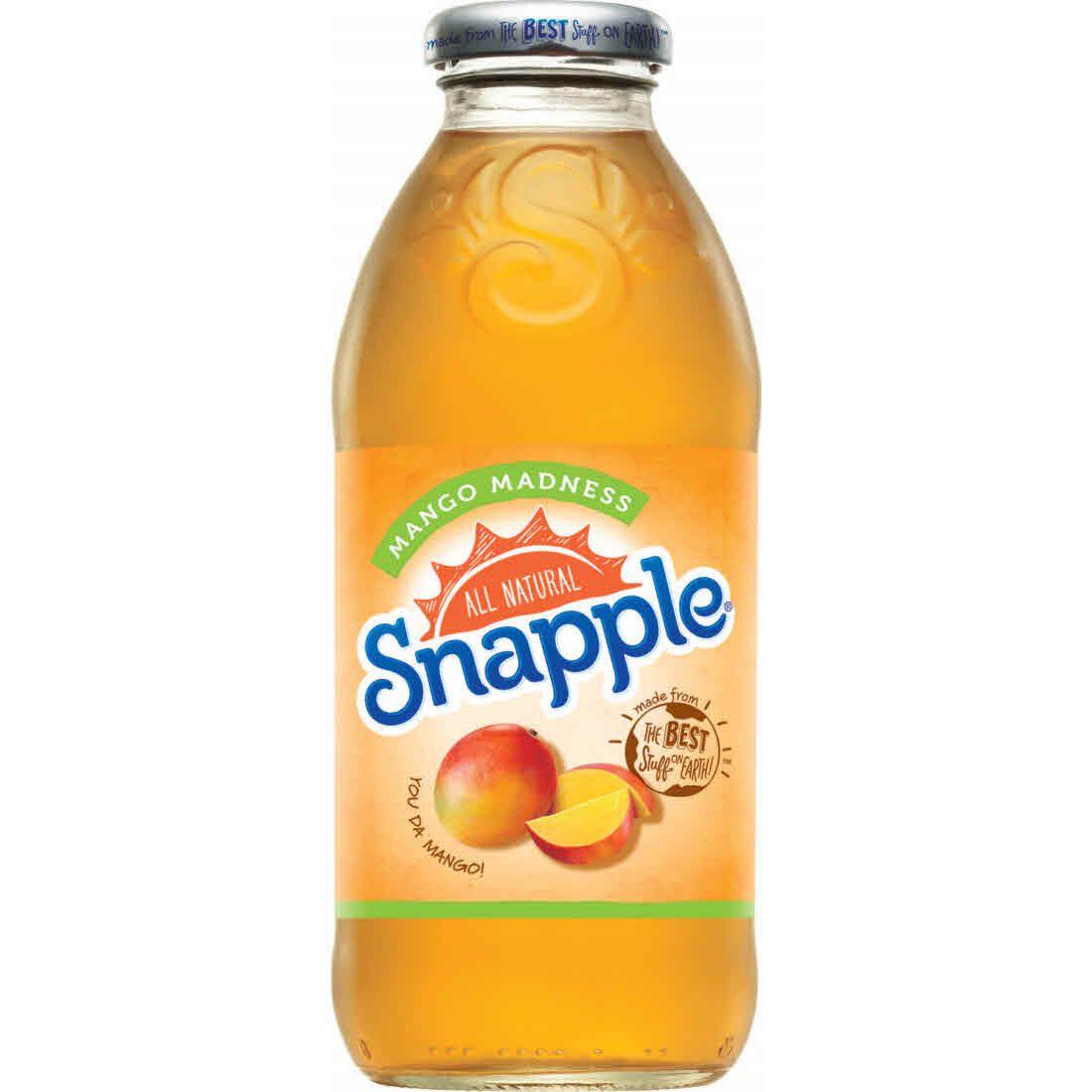 Snapple All Natural, Mango Madness, 16 fl oz Glass Bottles (Pack of 6)