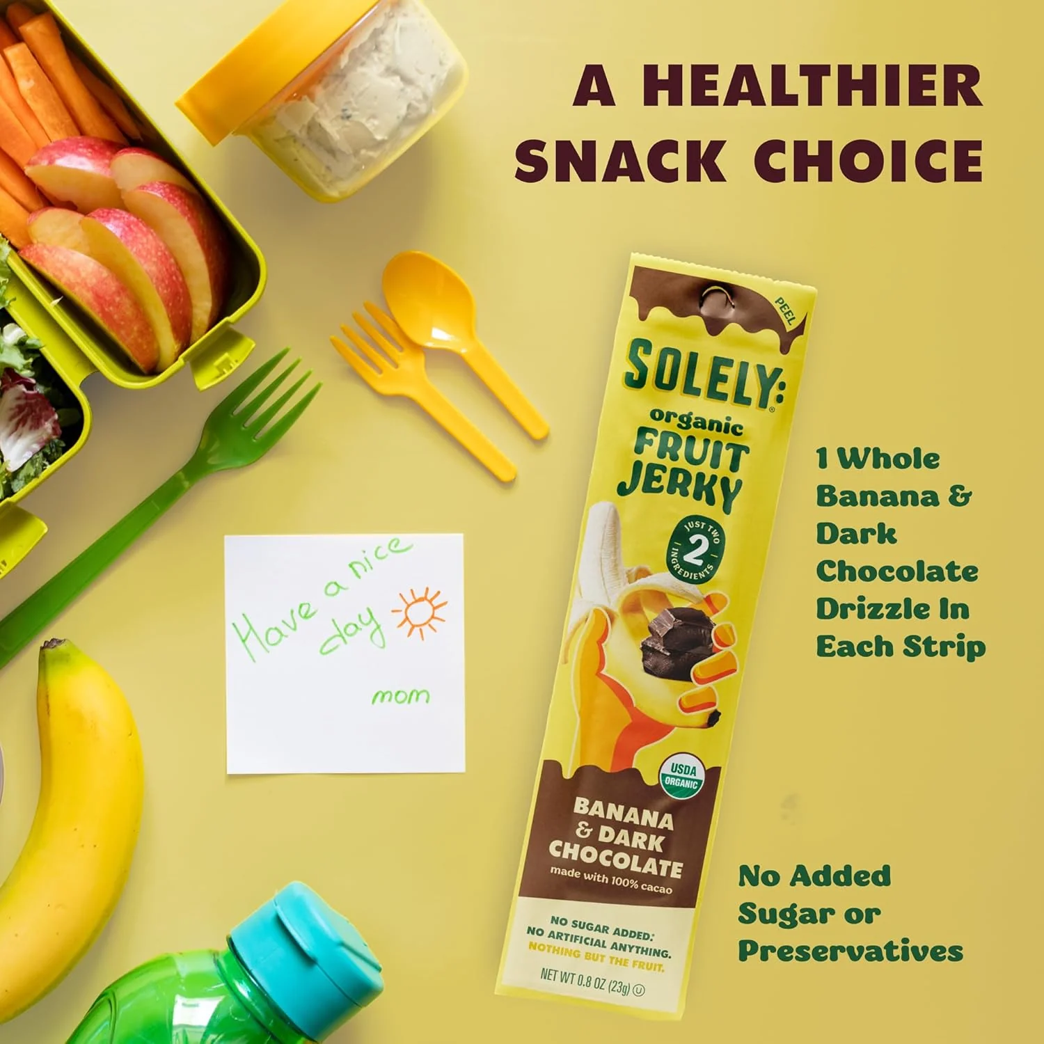 Solely Organic Fruit Jerky, Banana & Dark Chocolate, 0.8oz (Pack of 12) - Image 3