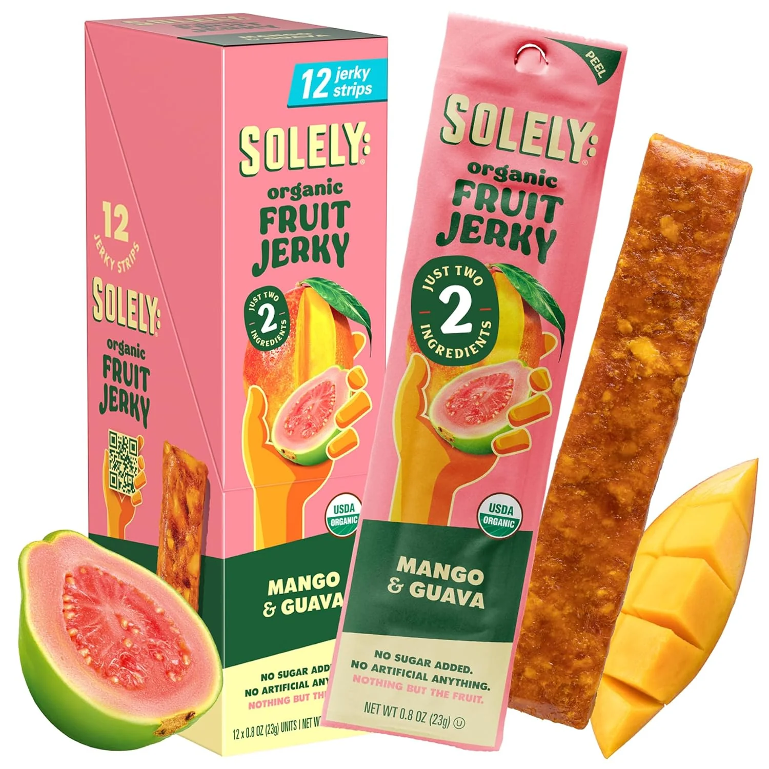 Solely Organic Fruit Jerky, Mango & Guava, 0.8oz (Pack of 12)