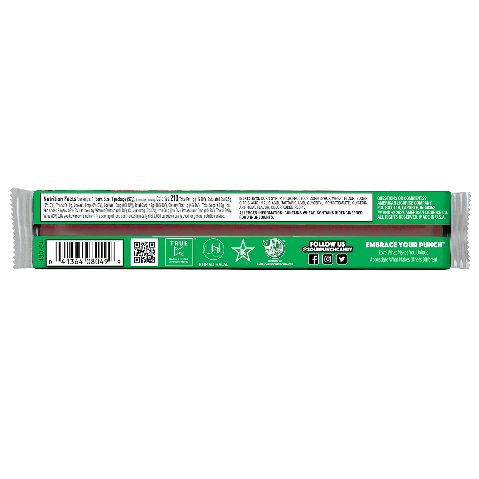 Sour Punch Chewy Candy Straws, Watermelon, 2oz (Pack of 24) - Image 3