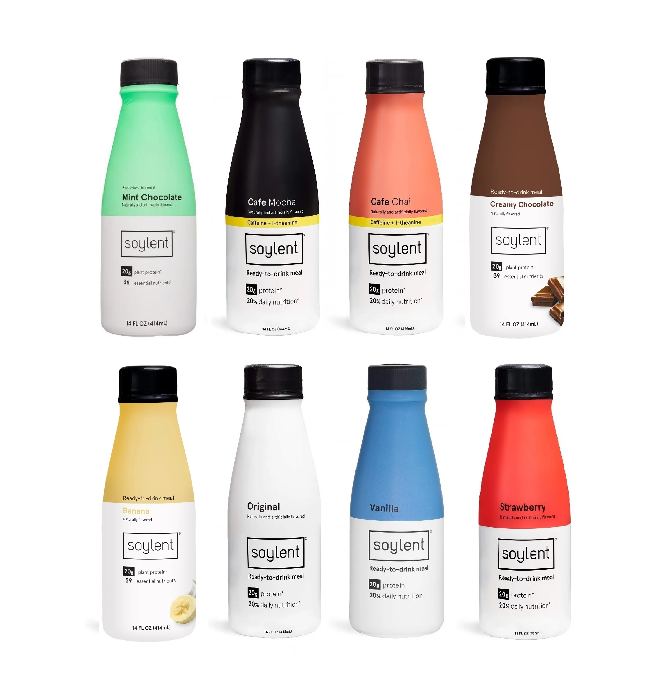 Soylent Meal Replacement Shake, 8 Flavor Variety Pack, 14 oz Bottles (Pack of 8)