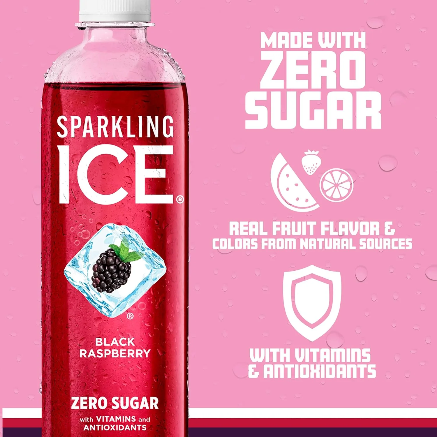 Sparkling Ice Flavored Sparkling Water, Black Raspberry, 17 oz (Pack of 12) - Image 3