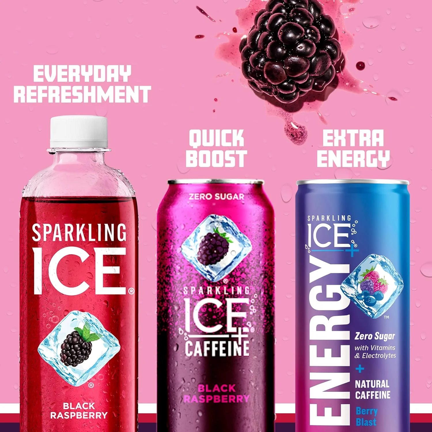 Sparkling Ice Flavored Sparkling Water, Black Raspberry, 17 oz (Pack of 12) - Image 5