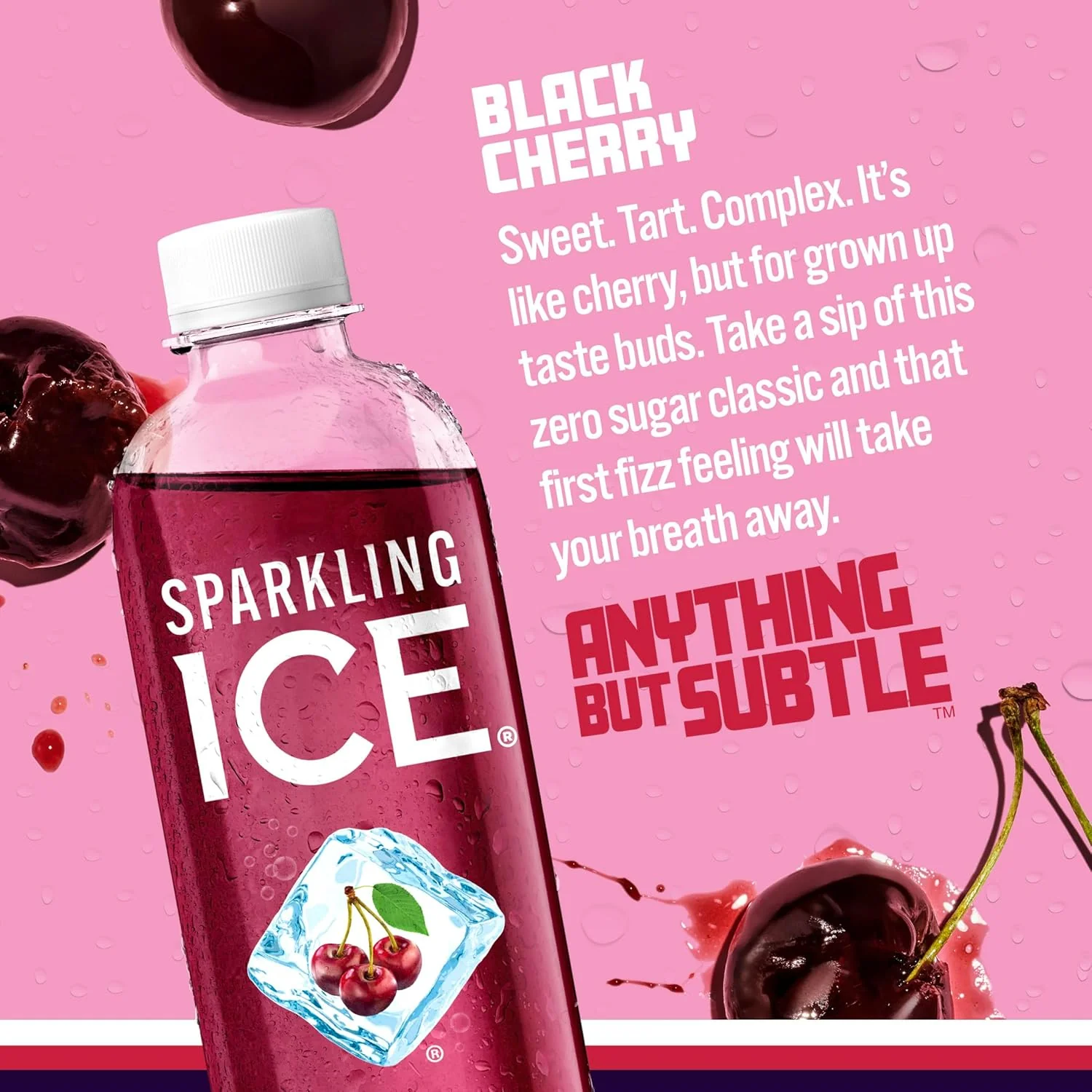 Sparkling Ice Flavored Sparkling Water, Black Cherry, 17 oz (Pack of 12) - Image 3