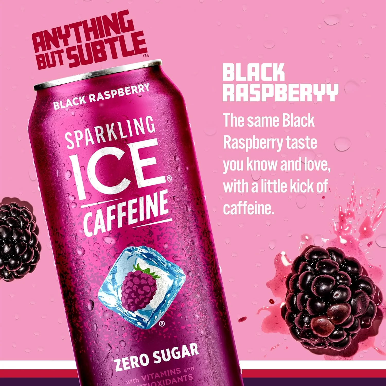 Sparkling ICE Sparkling Water with Caffeine, Black Raspberry, 16oz Cans (Pack Of 12) - Image 4