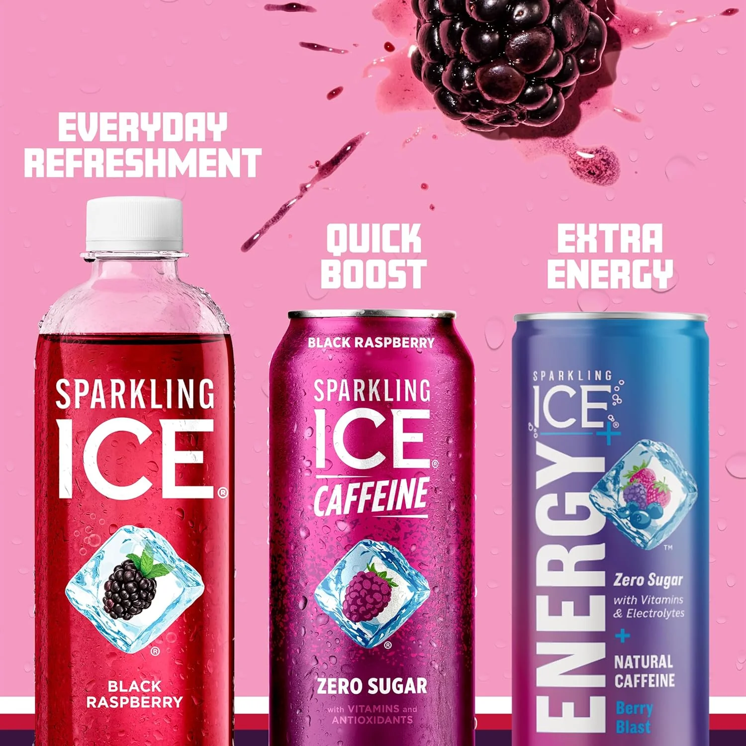 Sparkling ICE Sparkling Water with Caffeine, Black Raspberry, 16oz Cans (Pack Of 12) - Image 5