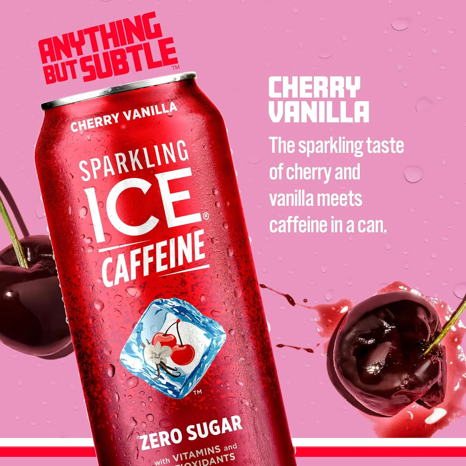 Sparkling ICE Sparkling Water with Caffeine, Cherry Vanilla, 16oz Cans (Pack Of 12) - Image 3