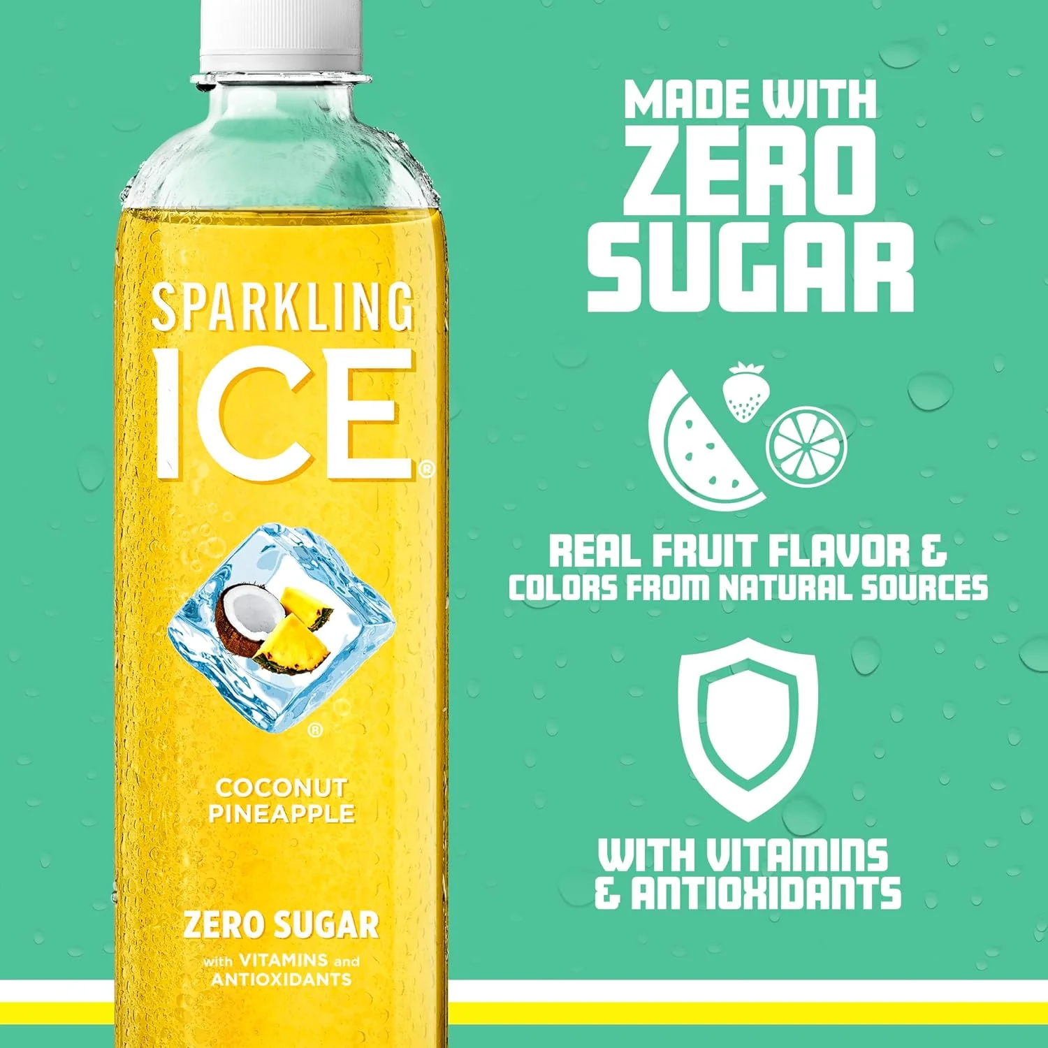 Sparkling Ice Flavored Sparkling Water, Coconut Pineapple, 17 oz (Pack of 12) - Image 3