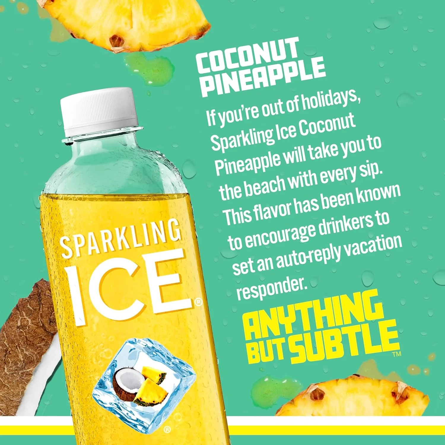 Sparkling Ice Flavored Sparkling Water, Coconut Pineapple, 17 oz (Pack of 12) - Image 4