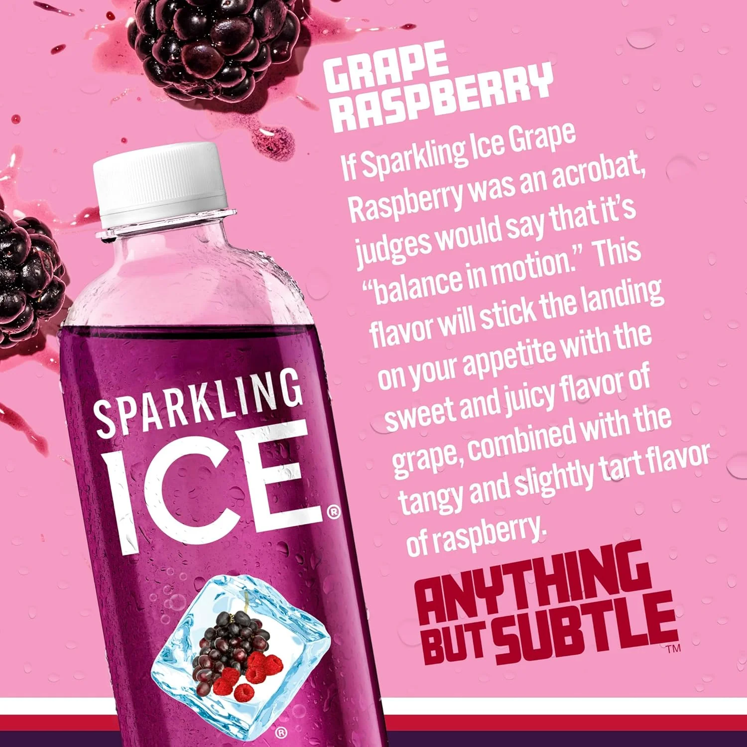 Sparkling Ice Flavored Sparkling Water, Grape Raspberry, 17 oz (Pack of 12) - Image 3
