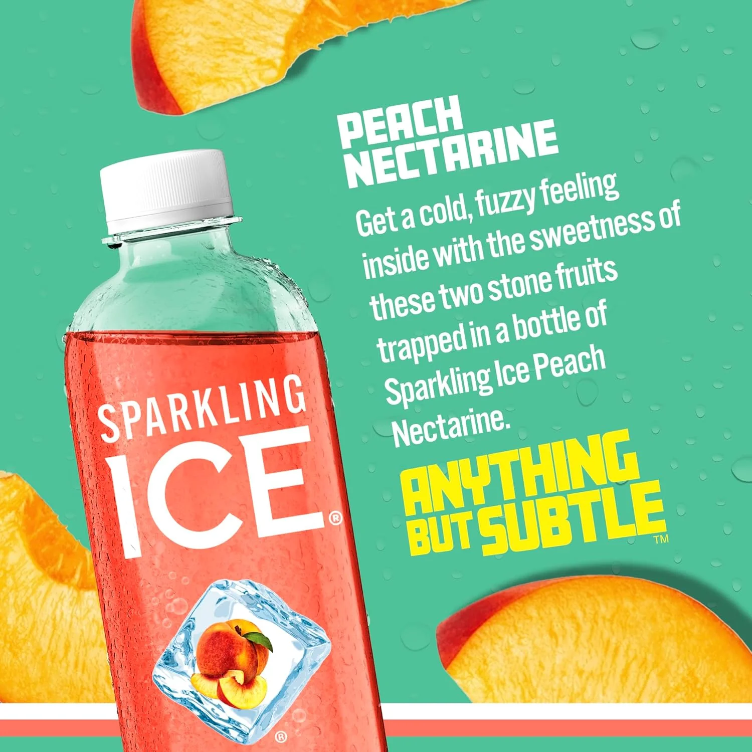 Sparkling Ice Flavored Sparkling Water, Peach Nectarine, 17 oz (Pack of 12) - Image 3
