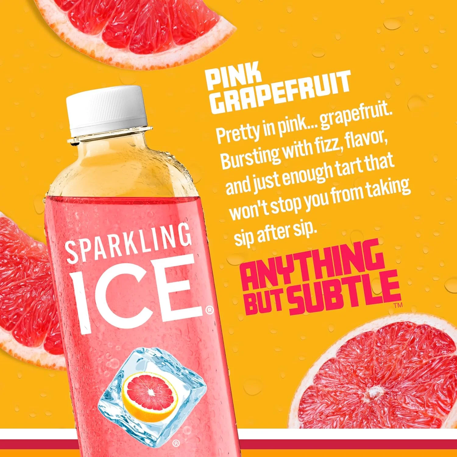 Sparkling Ice Flavored Sparkling Water, Pink Grapefruit, 17 oz (Pack of 12) - Image 3