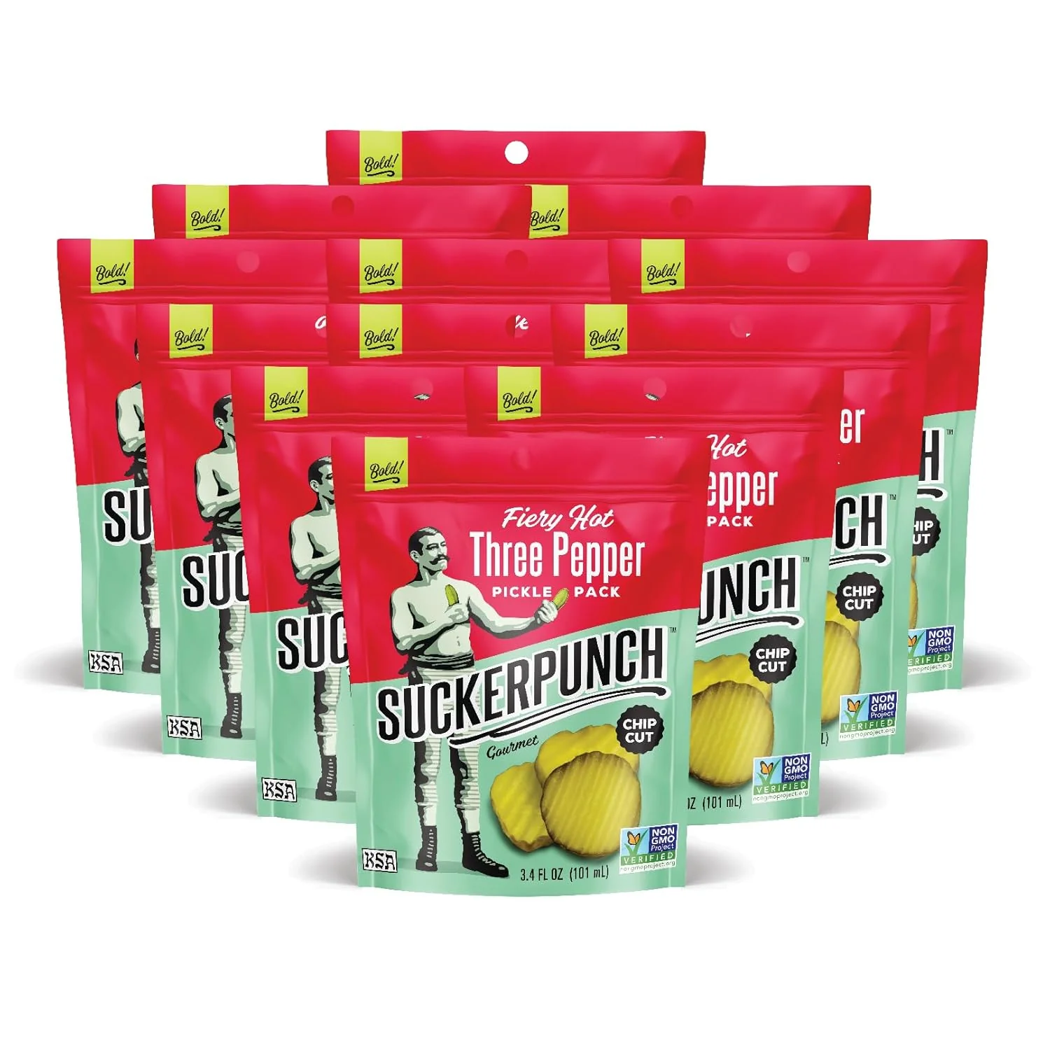 SuckerPunch Gourmet Dill Pickles, Fiery Hot Three Pepper, 3.4oz (Pack of 12) - Image 3