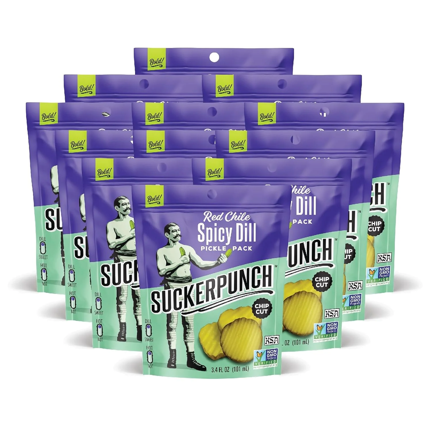 SuckerPunch Gourmet Dill Pickles, Red Chile Spicy Dill, 3.4oz (Pack of 12) - Image 4
