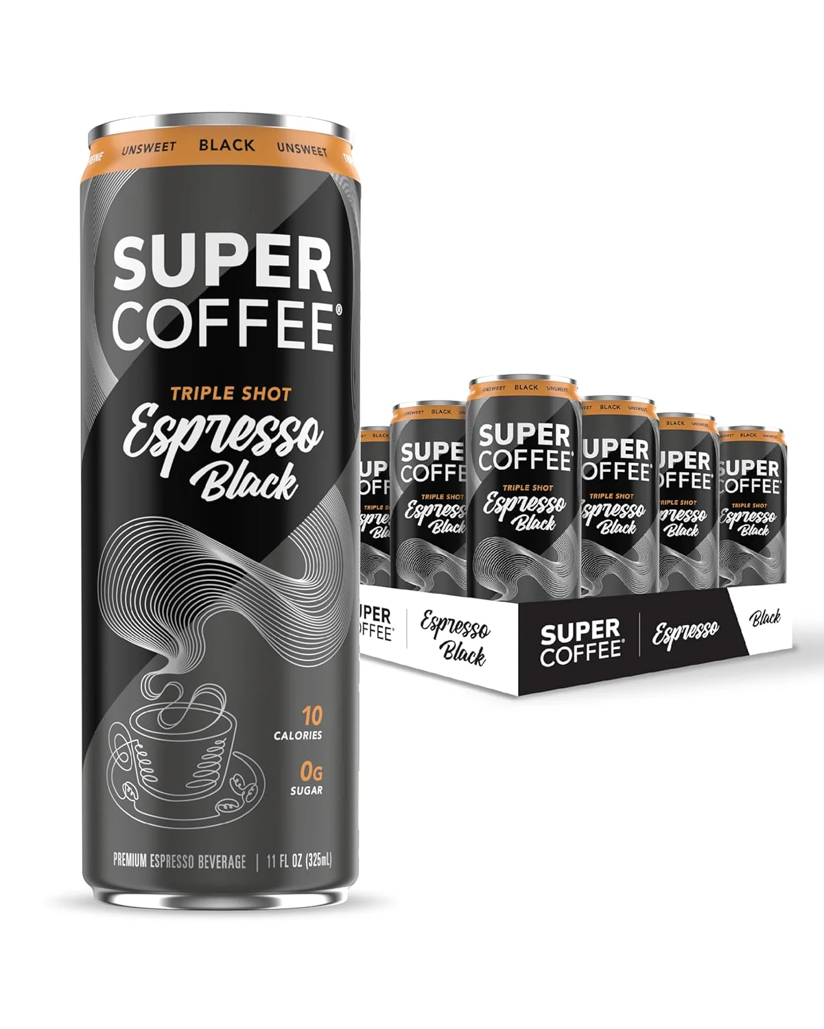 Super Coffee Espresso, Triple Shot Black, 11oz (Pack of 12)