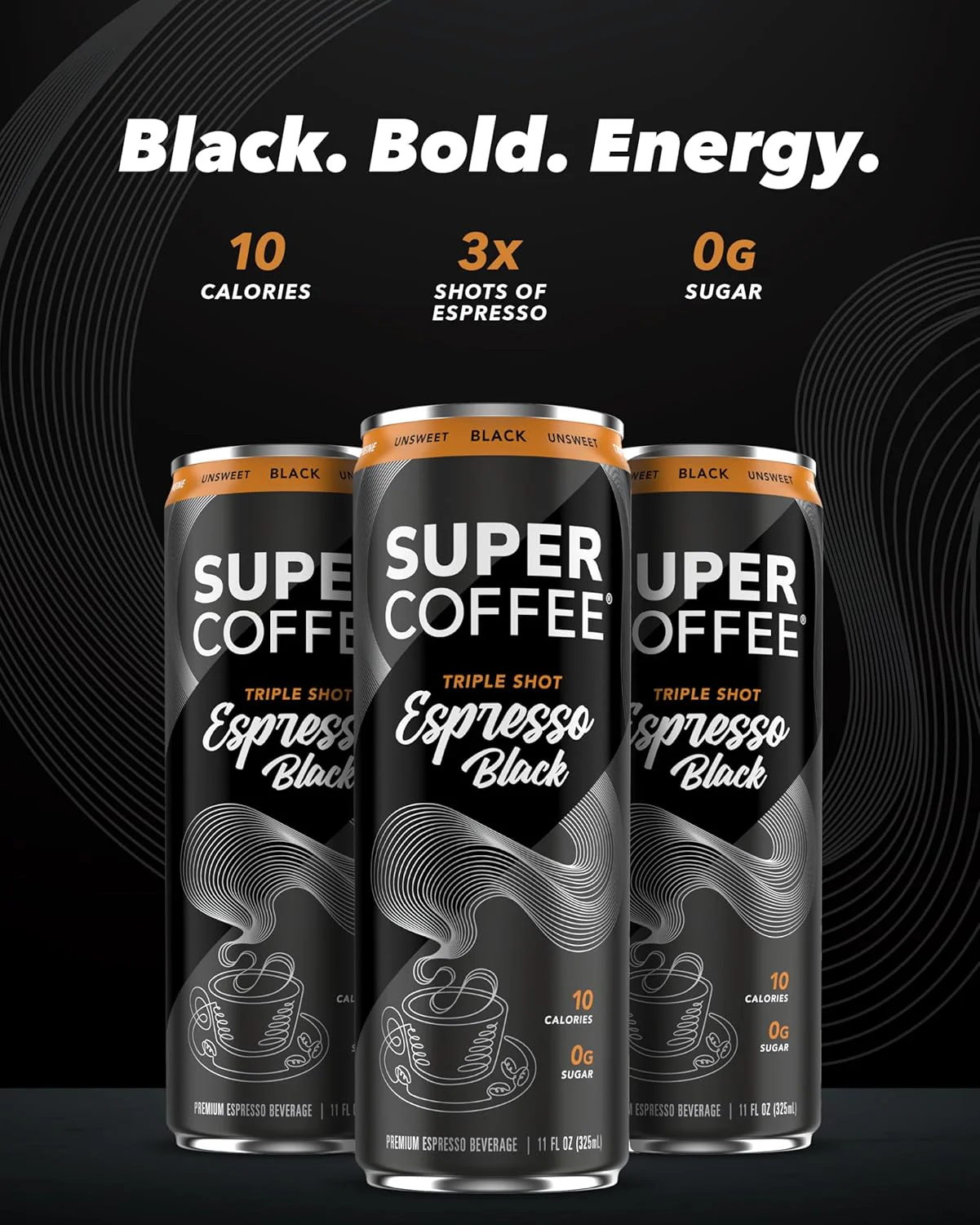 Super Coffee Espresso, Triple Shot Black, 11oz (Pack of 12) - Image 3
