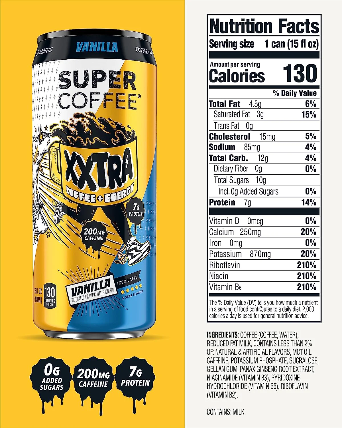 Super Coffee XXTRA, Vanilla, 15oz (Pack of 12) - Image 2