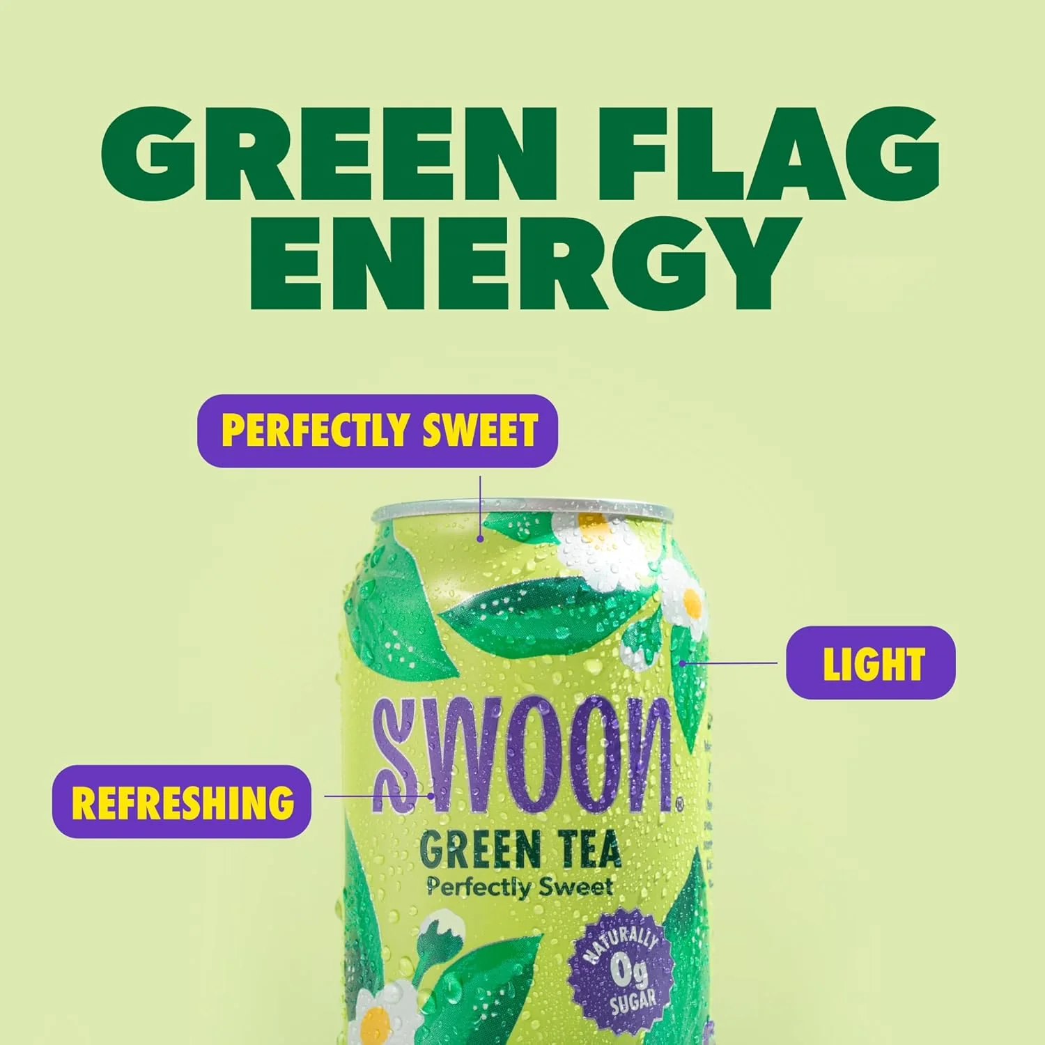 SWOON Sugar Free Iced Tea, Green Tea, 12oz (Pack of 12) - Image 3