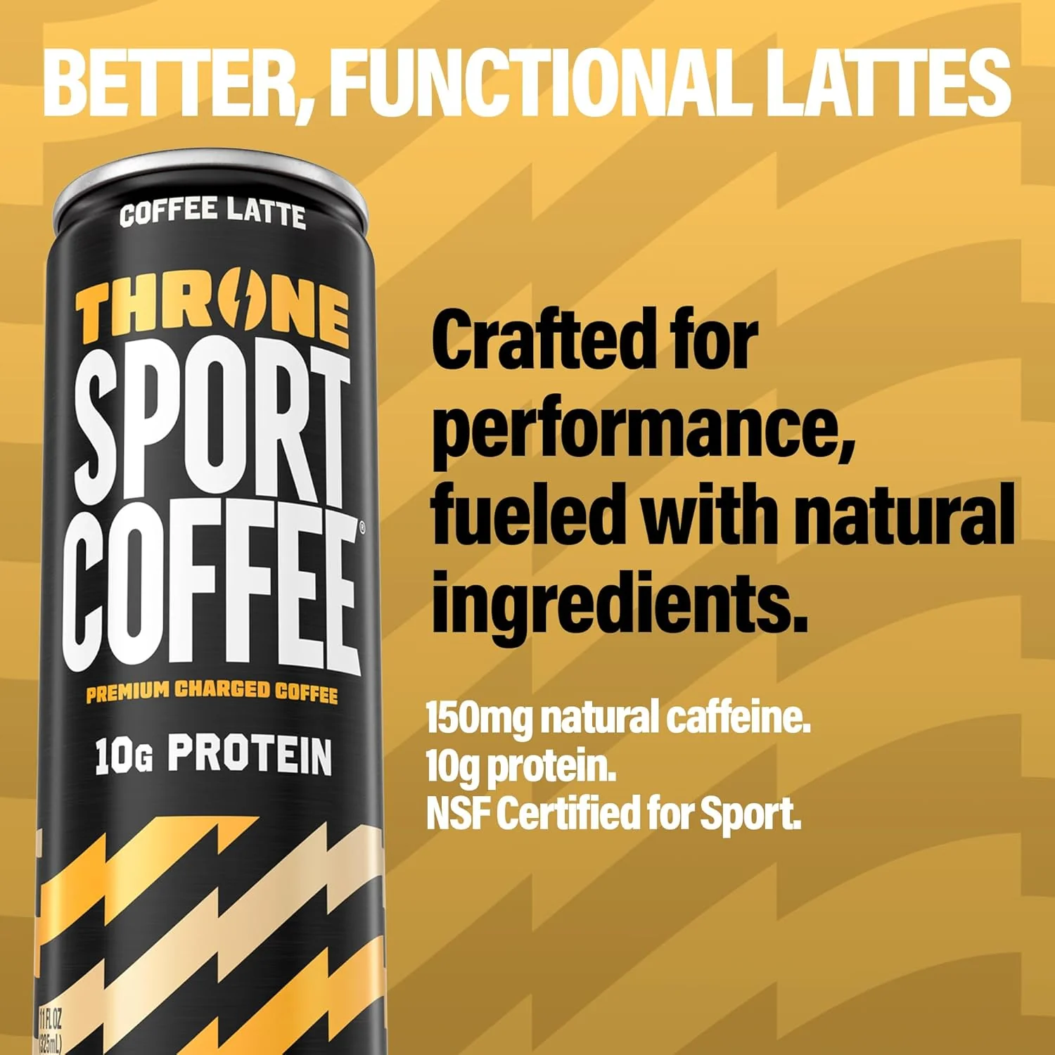 Throne Sport Cold Brew Coffee 10g Protein, Coffee Latte, 11oz (Pack of 12) - Image 3