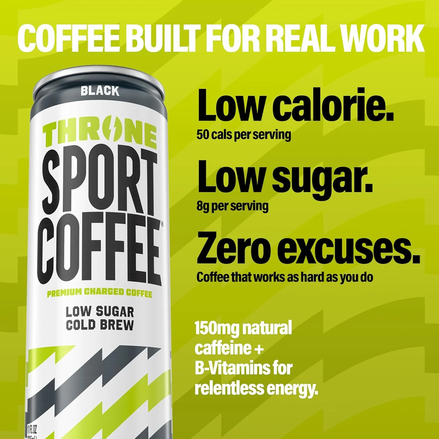 Throne Sport Cold Brew Coffee, Black, 11oz (Pack of 12) - Image 4