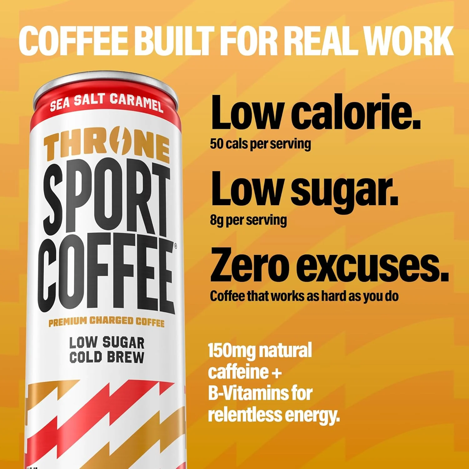 Throne Sport Cold Brew Coffee, Sea Salt Caramel, 11oz (Pack of 12) - Image 5