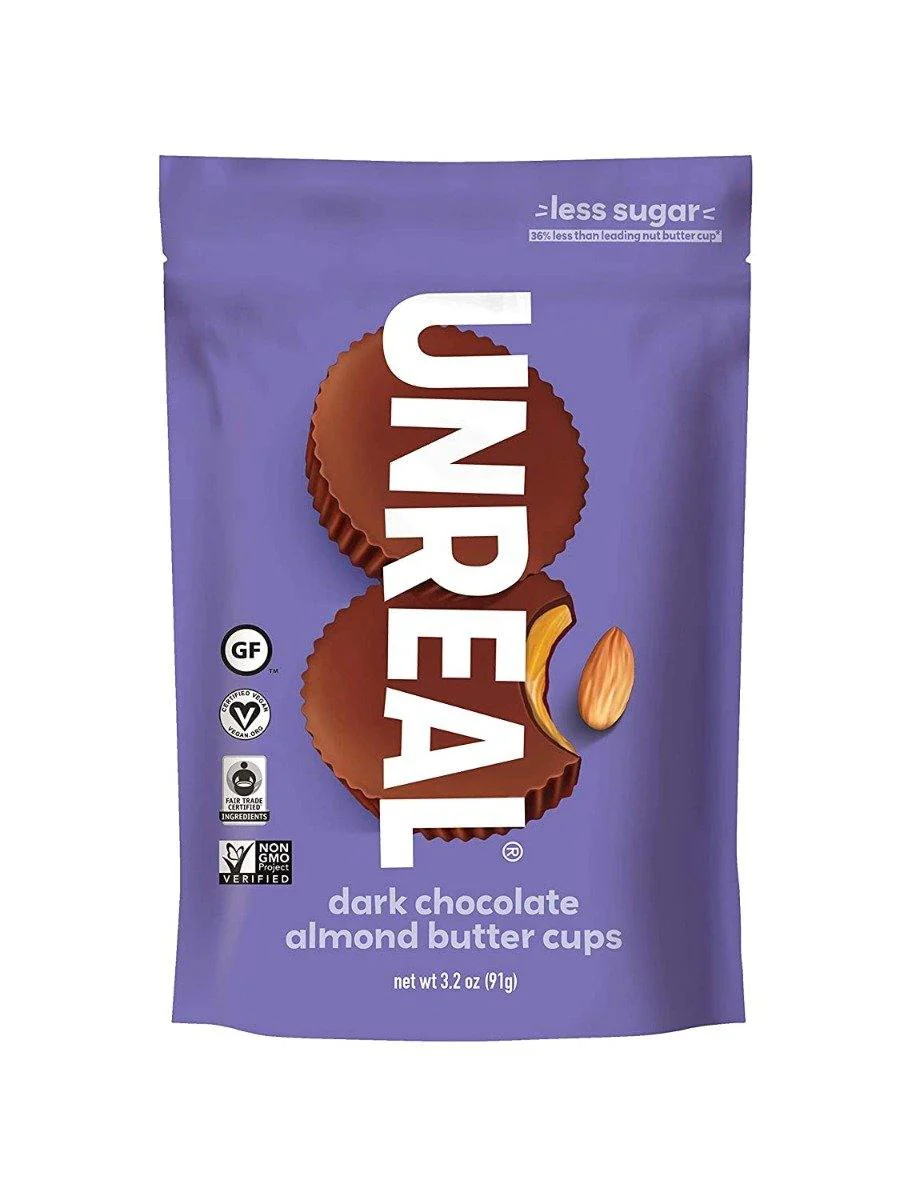 UNREAL Dark Chocolate Almond Butter Cups, 3.2oz (Pack of 6)