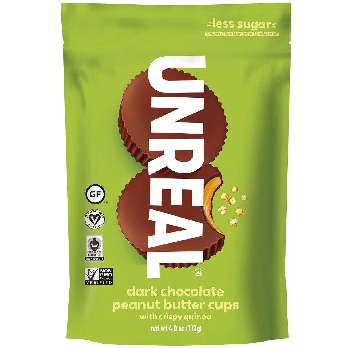 UNREAL Dark Chocolate Crispy Quinoa Peanut Butter Cups, 4oz (Pack of 6)