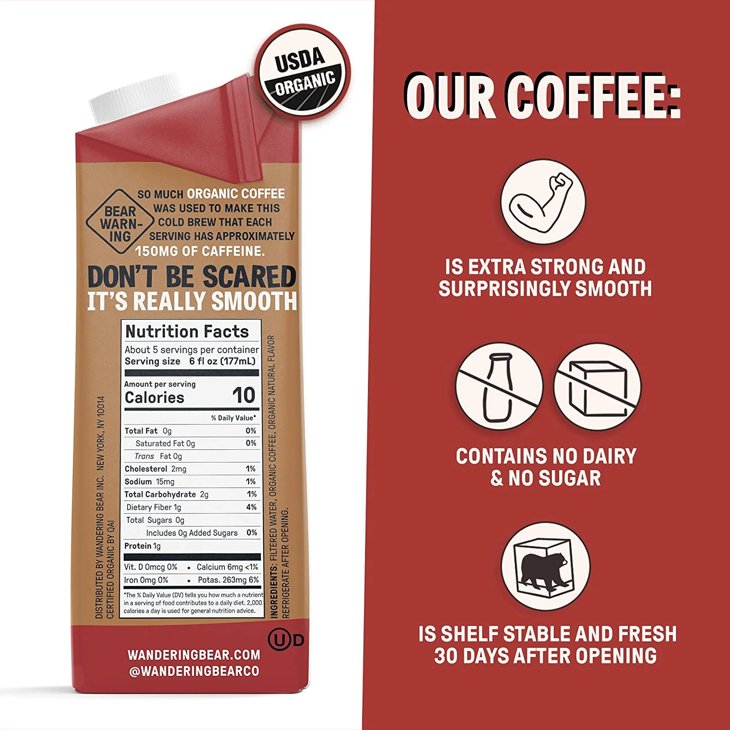Wandering Bear Cold Brew Coffee, Mocha, 32oz - Multi-Pack - Image 2