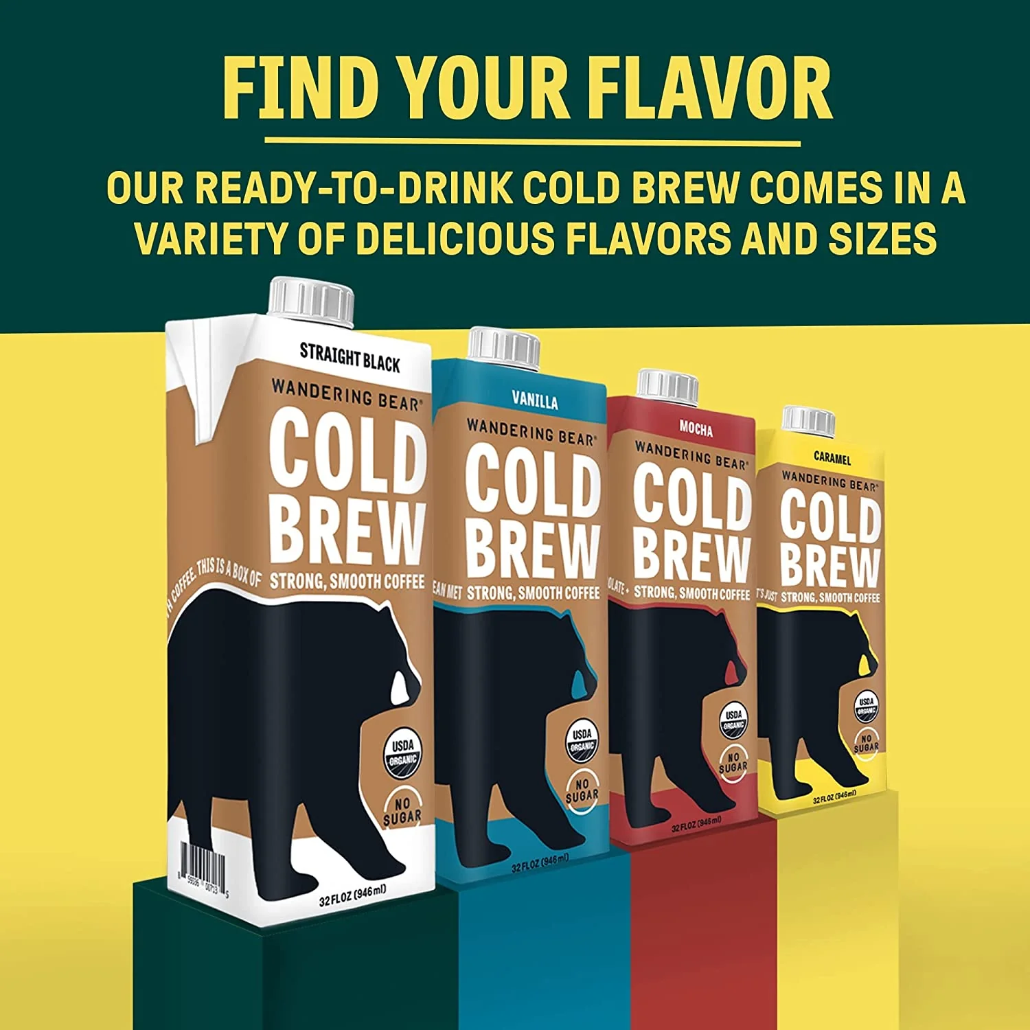 Wandering Bear Cold Brew Coffee, Straight Black, 32oz - Multi-Pack - Image 4