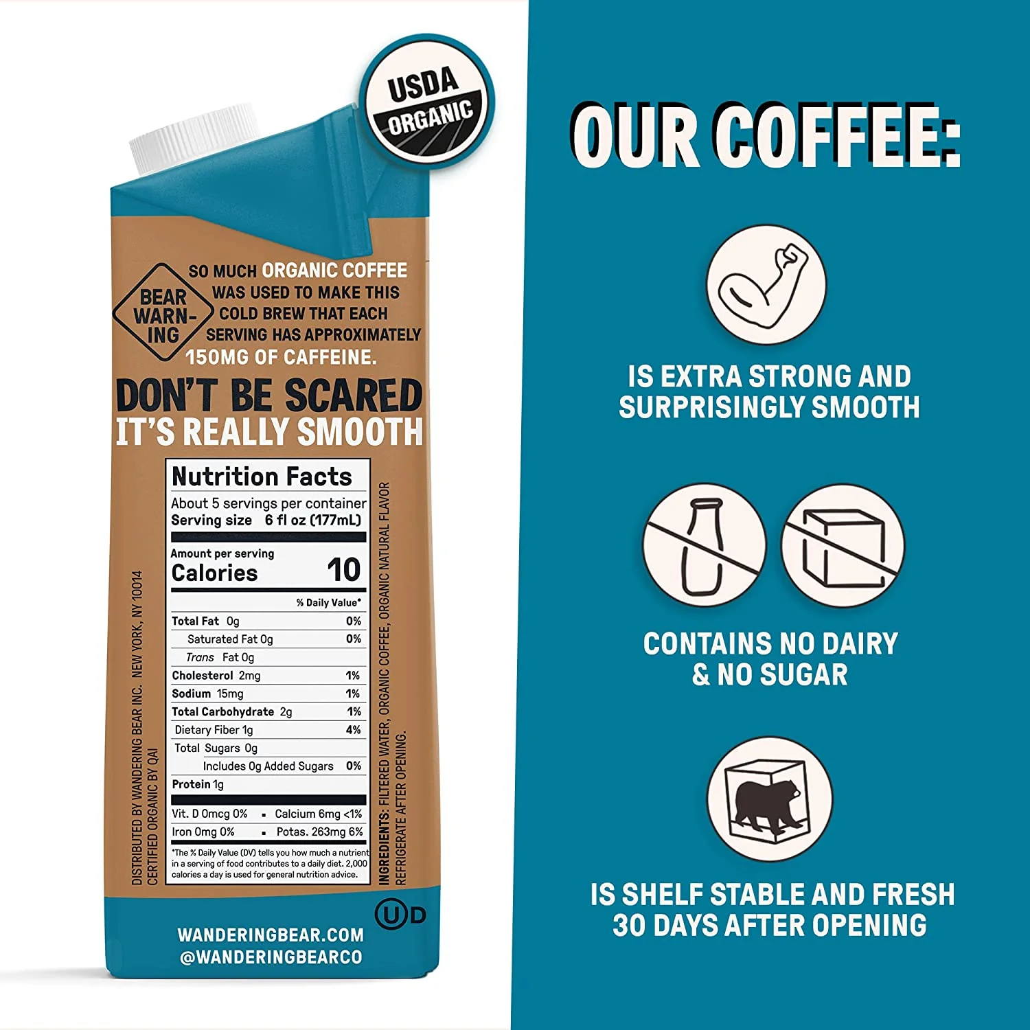 Wandering Bear Cold Brew Coffee, Vanilla, 32oz - Multi-Pack - Image 2