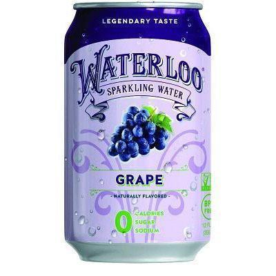 Waterloo Sparkling Water, Grape, 12oz (Pack of 24)