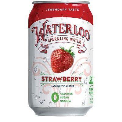 Waterloo Sparkling Water, Strawberry, 12oz (Pack of 24)